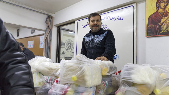 Volunteer of the church' relief center in Aleppo