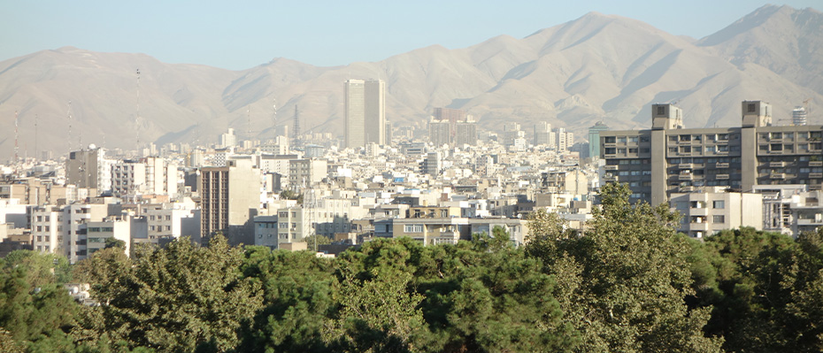 Iranian landscape with a city in the distance