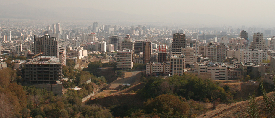 A view of the landscape of Tehran with skyscrapers