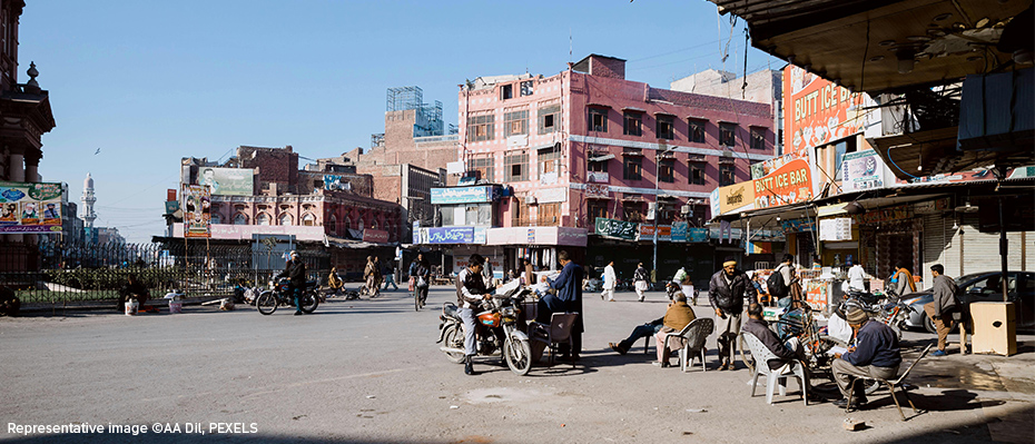 A street view of a city in Pakistan