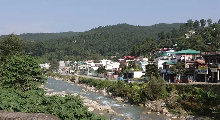 A village in India next to a river