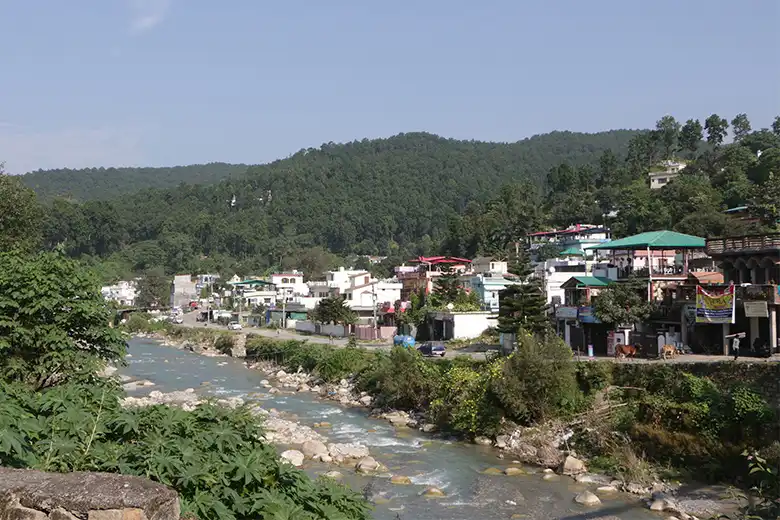 A village in India next to a river